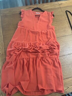 Staccato Coral Tiered Ruffle Girls Dress